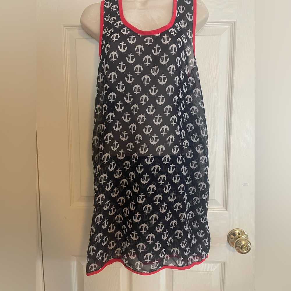 Navy Anchor Swim Cover Up Size Small